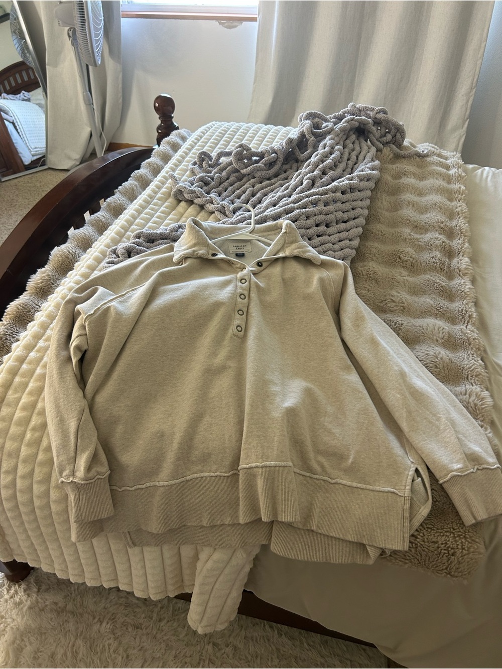 Women's Button Pullover Sweater - Cream